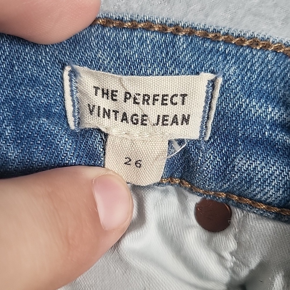 Madewell The Perfect Vintage Jeans Women's 26 Blue Denim Distressed Straight Cas - Picture 11 of 15